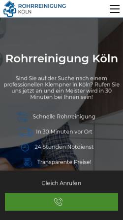 Vorschau der mobilen Webseite rohrreinigunginkoeln.de, Express Rohrreinigung Köln