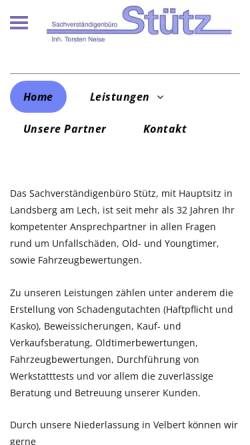 Vorschau der mobilen Webseite www.sachverstaendiger-stuetz.de, Kfz-Sachverständigenbüro Stütz