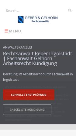 Vorschau der mobilen Webseite www.arbeitsrechtingolstadt.com, Rechtsanwälte Tobias Reber & Claus Gelhorn