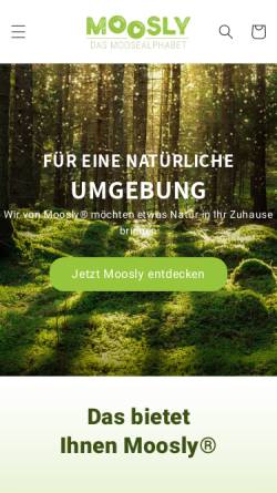 Vorschau der mobilen Webseite Moosbuchstaben.de, Moosly® - Moosbilder für Zuhause
