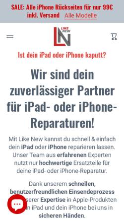 Vorschau der mobilen Webseite like-new-shop.de, Like New iPad Reparatur Onlineshop