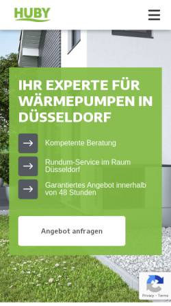 Vorschau der mobilen Webseite xn--huby-wrmepumpen-5kb.de, Huby Wärmepumpen GmbH