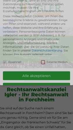 Vorschau der mobilen Webseite www.ra-igler.de, Rechtsanwaltskanzlei Igler