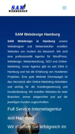 Vorschau der mobilen Webseite www.sam-webdesign.de, SAM Webdesign