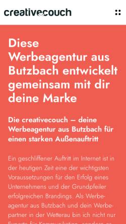 Vorschau der mobilen Webseite creativecouch.de, Werbeagentur creativecouch