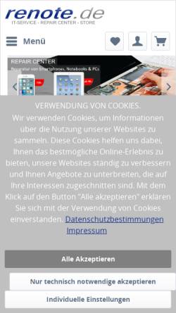 Vorschau der mobilen Webseite www.renote.de, renote