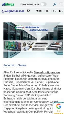Vorschau der mobilen Webseite www.atminga.com, Supermicro Server Komponenten