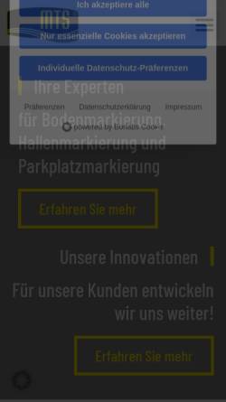 Vorschau der mobilen Webseite mts-bodenmarkierung.de, MTS Bodenmarkierung GmbH