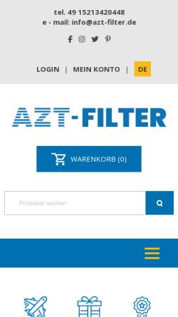 Vorschau der mobilen Webseite azt-filter.de, AZT - Filter