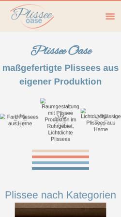 Vorschau der mobilen Webseite Plissee-oase.de, Plissee Oase, Seide-Insektenschutz UG