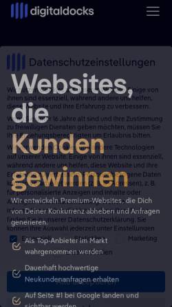 Vorschau der mobilen Webseite digitaldocks.de, digitaldocks