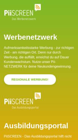 Vorschau der mobilen Webseite www.piiscreen.de, Pii Screen Werbenetzwerk GmbH