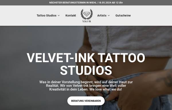 Vorschau von www.velvet-ink.de, Velvet-Ink Tattoo Studio & Beauty