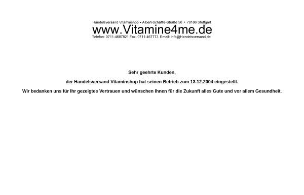 Vorschau von www.vitamine4me.de, Handelsversand Peter Kluge