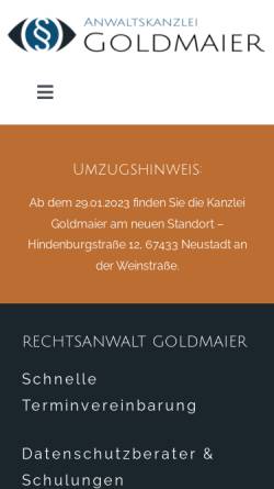 Vorschau der mobilen Webseite ra-goldmaier.de, Rechtsanwalt Goldmaier