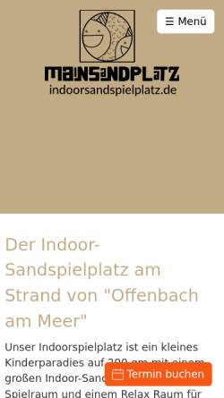 Vorschau der mobilen Webseite indoorsandspielplatz.de, MainSandPlatz