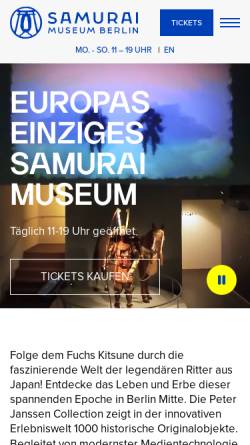 Vorschau der mobilen Webseite www.samuraimuseum.de, Samurai Museum Berlin