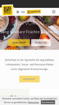 Vorschau der mobilen Webseite sichersatt.de, SicherSatt AG