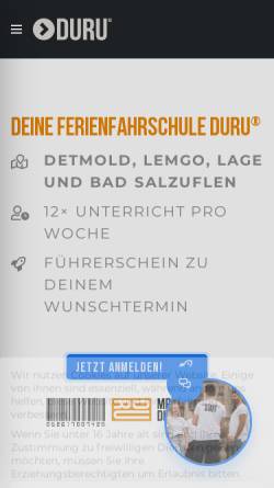 Vorschau der mobilen Webseite ferienfahrschule-duru.de, Ferienfahrschule DURU GmbH