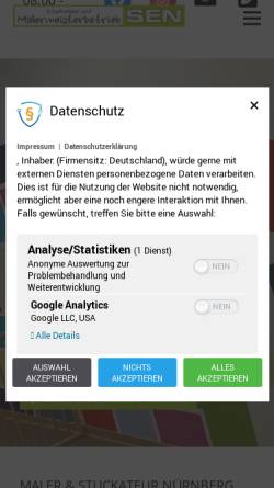Vorschau der mobilen Webseite maler-sen.de, Stuckateur und Malermeister Sen
