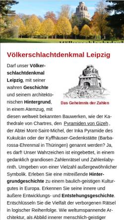 Vorschau der mobilen Webseite www.voelkerschlachtdenkmal-wissen.de, Völkerschlachtdenkmal-Wissen