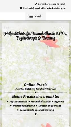 Vorschau der mobilen Webseite www.psychotherapie-katzberg.de, Psychotherapie und Beratung, Heilpraktikerin Romy Katzberg-Koch