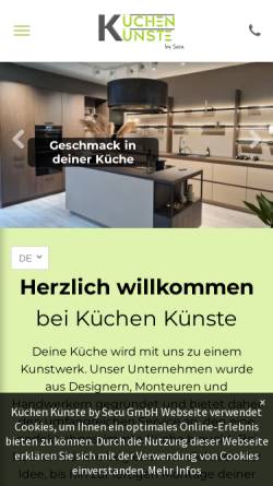 Vorschau der mobilen Webseite www.kuechen-kuenste.com, Küchen Künste by Secu GmbH