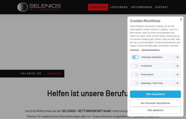 Vorschau von www.selenios.de, SELENIOS - RETTUNGSDIENST GmbH