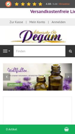 Vorschau der mobilen Webseite pegam-aetherische-oele.com, Pegam Ätherische Öle