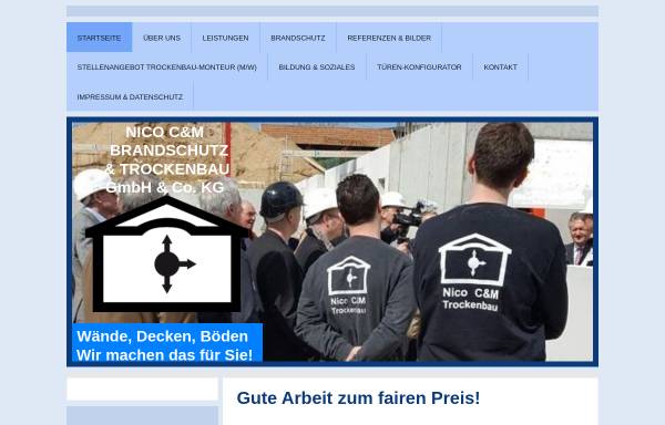Vorschau von www.nico-cundm-trockenbau.de, Nico C&M Brandschutz und Trockenbau GmbH & Co. KG