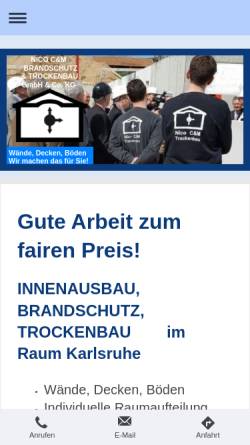Vorschau der mobilen Webseite www.nico-cundm-trockenbau.de, Nico C&M Brandschutz und Trockenbau GmbH & Co. KG