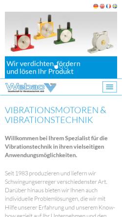 Vorschau der mobilen Webseite www.webac-vibrationstechnik.com, Webac Vibrator GmbH