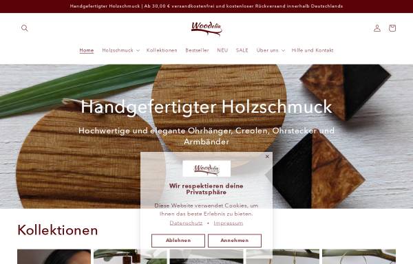 Vorschau von woodelia-holzschmuck.de, Woodelia Holzschmuck Design