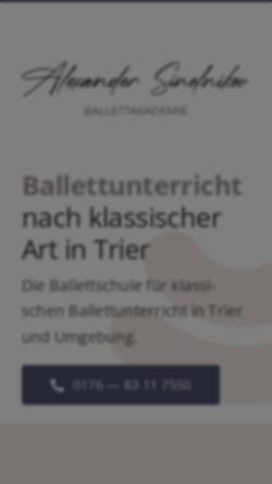 Vorschau der mobilen Webseite www.ballettakademie-sinelnikov.de, Ballettakademie Alexander Sinelnikov