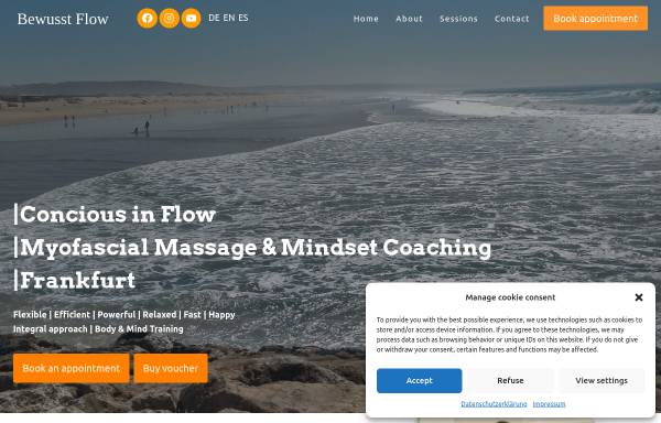 Vorschau von www.bewusstflow.de, Bewusst Flow | Faszien Massage & Mindset Coaching | Frankfurt