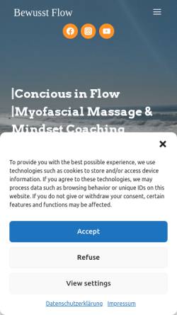 Vorschau der mobilen Webseite www.bewusstflow.de, Bewusst Flow | Faszien Massage & Mindset Coaching | Frankfurt