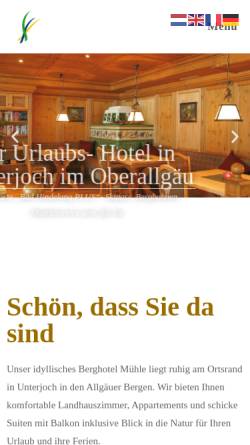Vorschau der mobilen Webseite www.berghotel-muehle.de, Berghotel Mühle