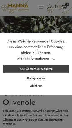 Vorschau der mobilen Webseite mannafeinkost.de, MANNA Feinkost