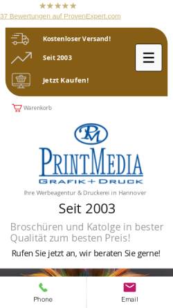 Vorschau der mobilen Webseite www.pm-hannover.de, PrintMedia Grafik + Druck e.k.