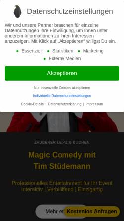 Vorschau der mobilen Webseite zaubertim.de, Magier Tim Stüdemann