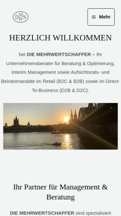 Vorschau der mobilen Webseite DieMehrwertschaffer.de, DIE MEHRWERTSCHAFFER