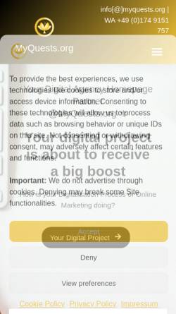 Vorschau der mobilen Webseite myquests.org, MyQuests