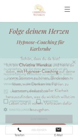 Vorschau der mobilen Webseite www.christina-wenskus.de, Hypnosecoach Christina Wenskus