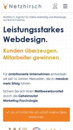 Vorschau der mobilen Webseite www.netzhirsch.de, Netzhirsch GmbH