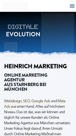Vorschau der mobilen Webseite heinrich-marketing.de, Heinrich Markeitng GmbH