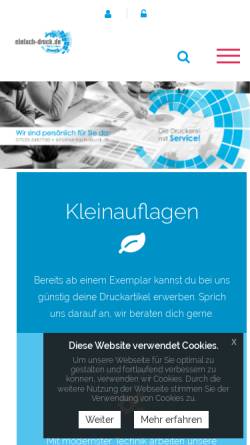 Vorschau der mobilen Webseite www.einfach-druck.de, Princoso GmbH