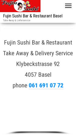 Vorschau der mobilen Webseite www.fujinsushi.ch, Fujin Sushi Bar & Restaurant