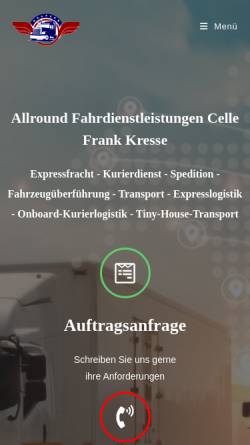 Vorschau der mobilen Webseite frank-kresse.de, Allround Fahrdienstleistungen ... Kurier Express europaweit