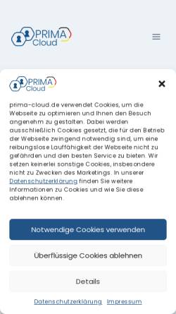 Vorschau der mobilen Webseite prima-cloud.de, PRIMA Cloud
