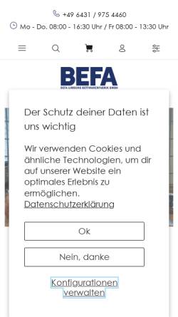 Vorschau der mobilen Webseite befa-limburg.de, BEFA Limburg Bettwarenfabrik GmbH